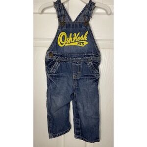 OshKosh 95 NYC Appliqué Jean Denim  Vestbak Overalls Baby Toddler 18 Mos Cotton